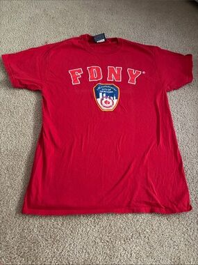 FDNY Red Graphic Tee with Patch Logo size medium